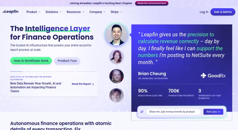 The Leapfin homepage