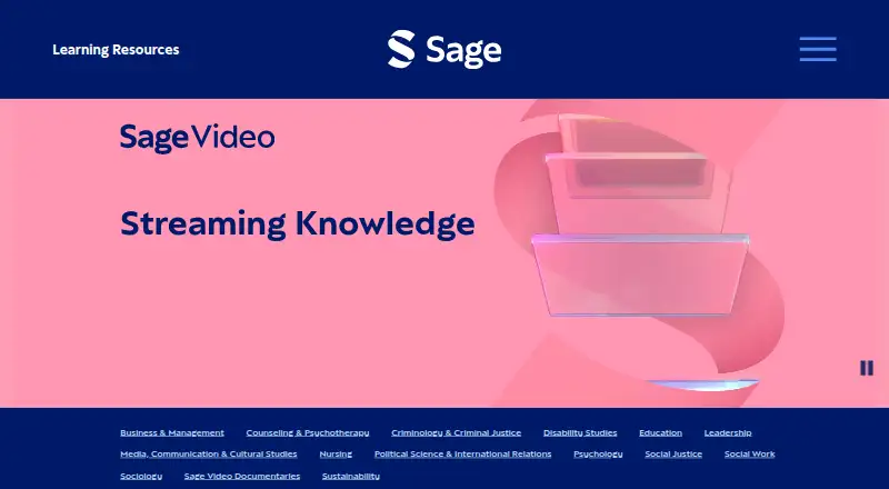 The Sage Video homepage