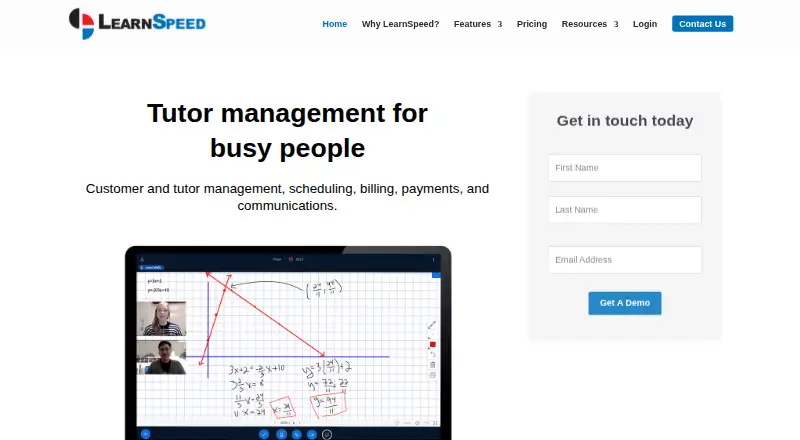 The LearnSpeed homepage