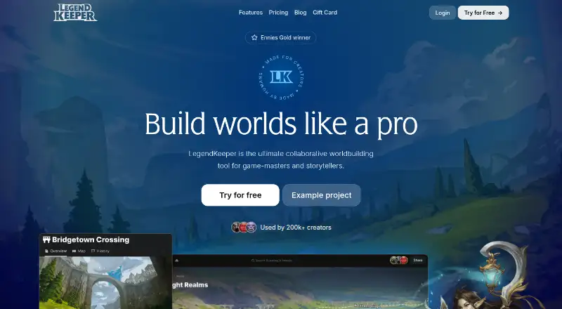 The LegendKeeper homepage