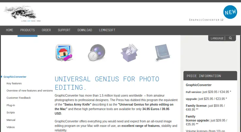 The GraphicConverter homepage