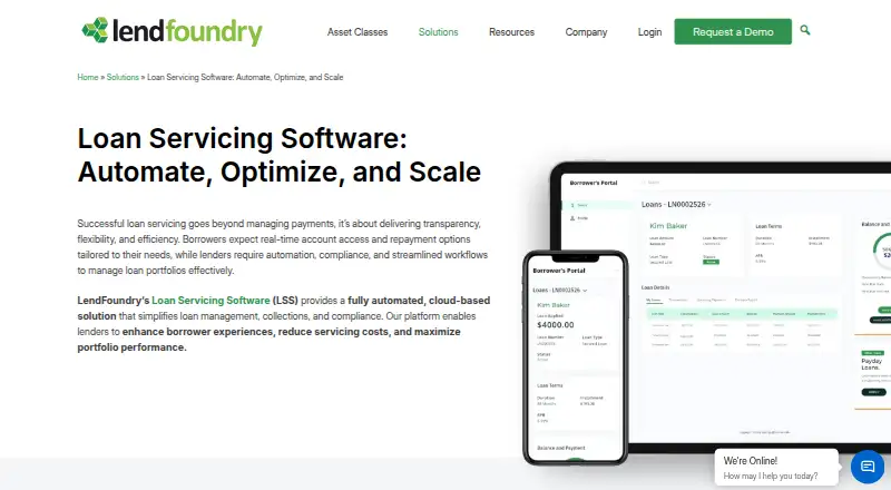 The LendFoundry Loan Servicing System homepage