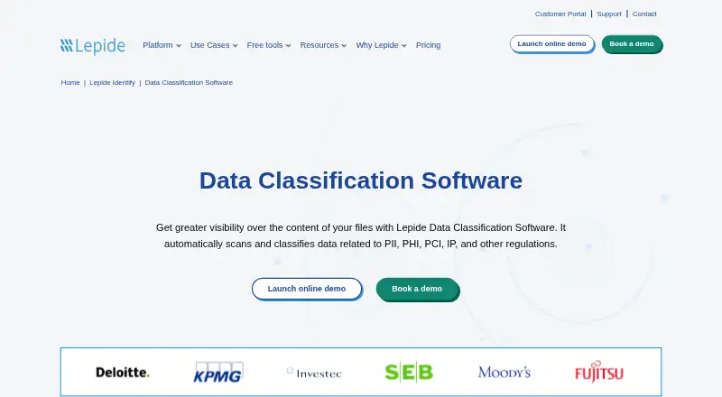 The Lepide Data Classification homepage