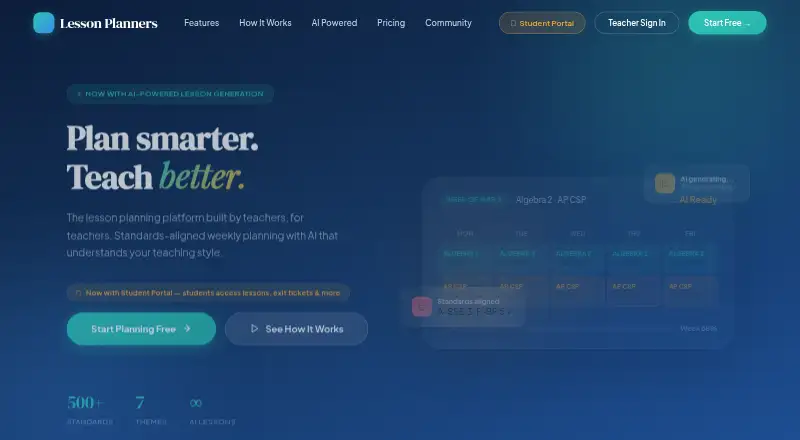 The Lesson Planners homepage
