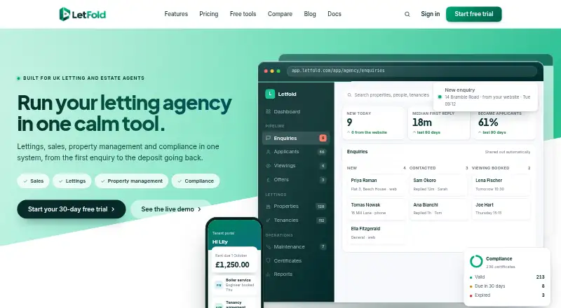 The Letfold homepage