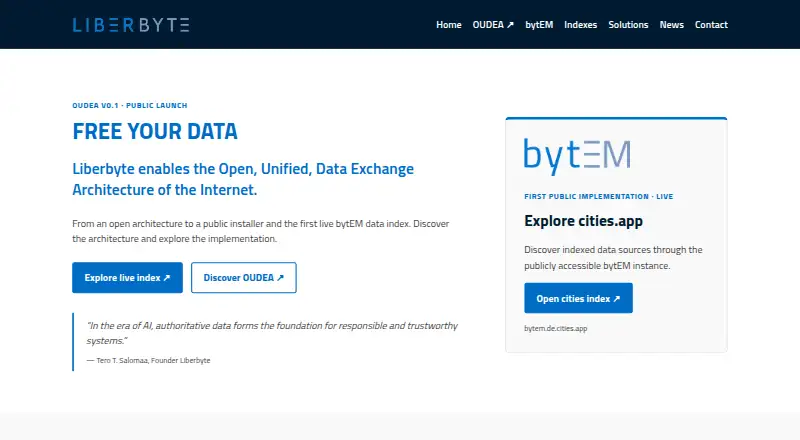 The Liberbyte Data Exchange homepage