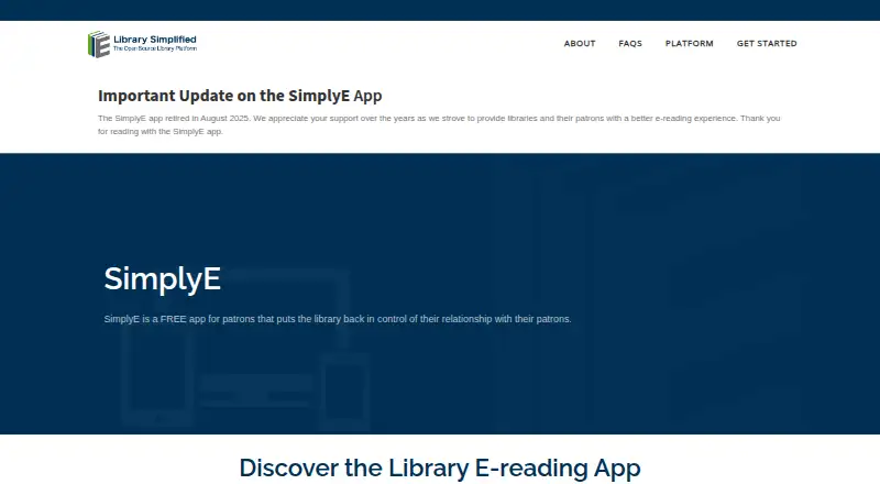 The SimplyE homepage