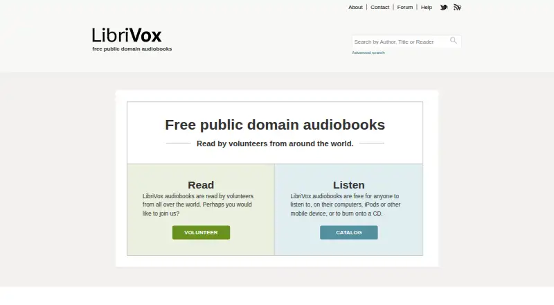 The LibriVox homepage