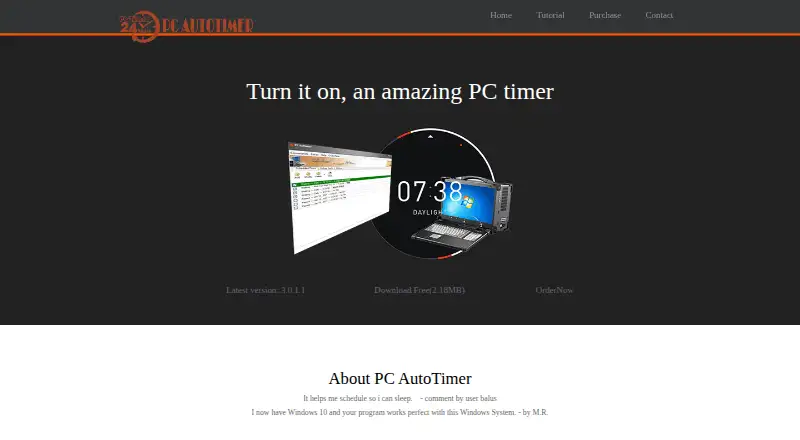 The Auto Power-on & Shut-down homepage