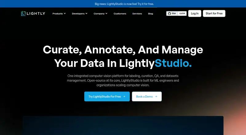 The LightlyStudio homepage