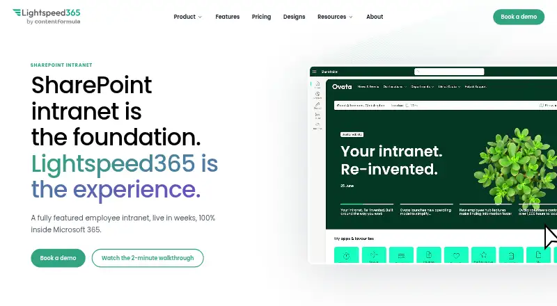 The Lightspeed365 homepage