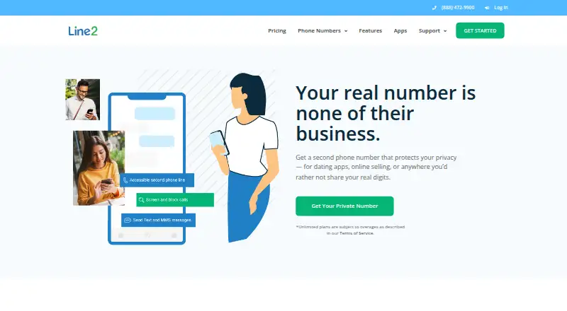 The Line2 homepage