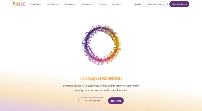 The Lineaje SBOM360 homepage