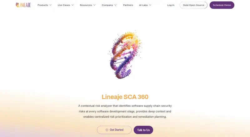 The Lineaje SCA360 homepage