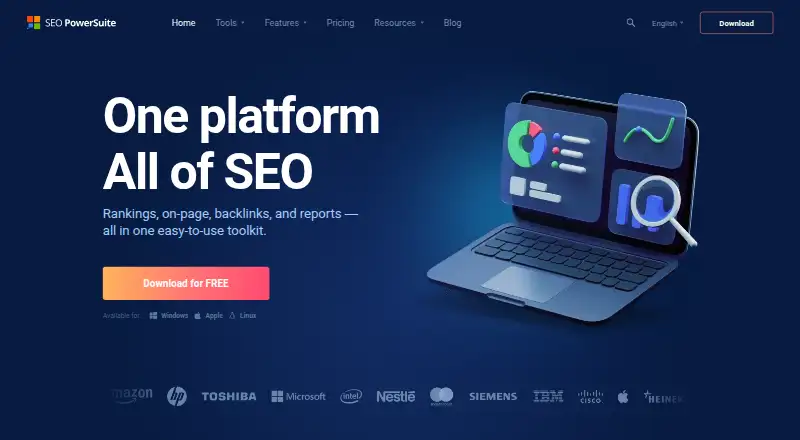 The SEO PowerSuite homepage