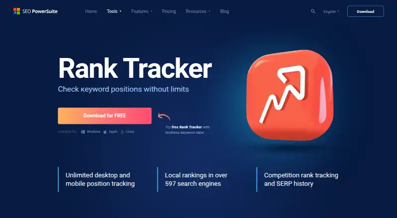 The Rank Tracker homepage