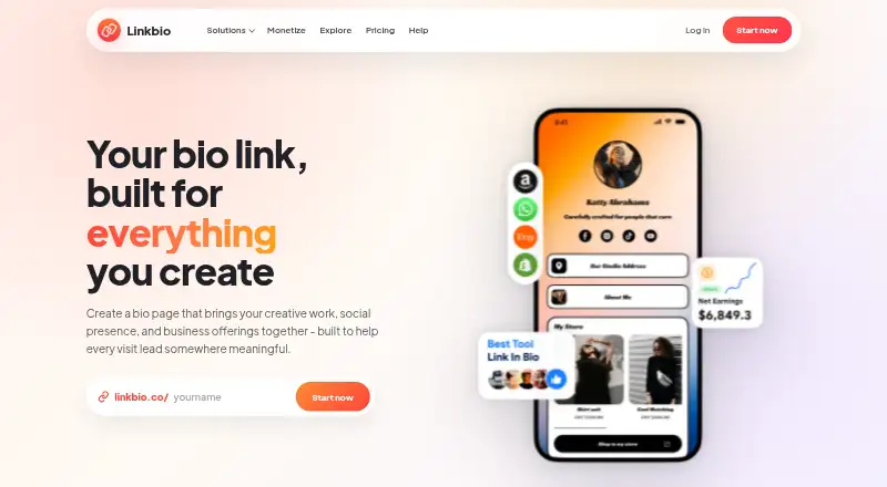 The Linkbio homepage