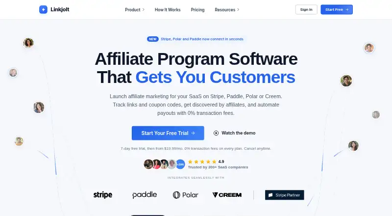 The LinkJolt homepage