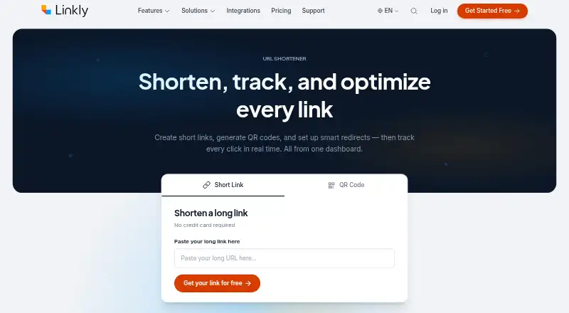 The Linkly homepage