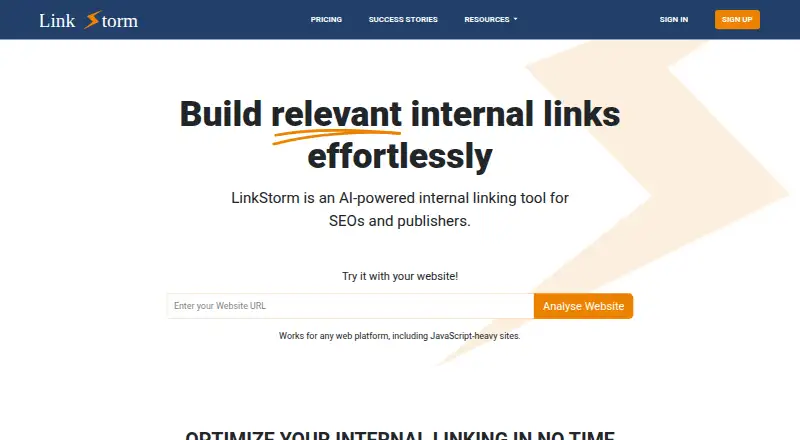The LinkStorm homepage