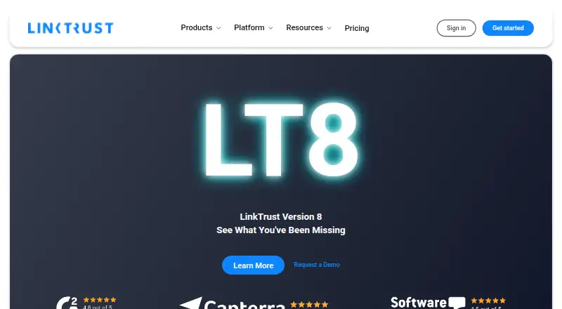 The LinkTrust homepage