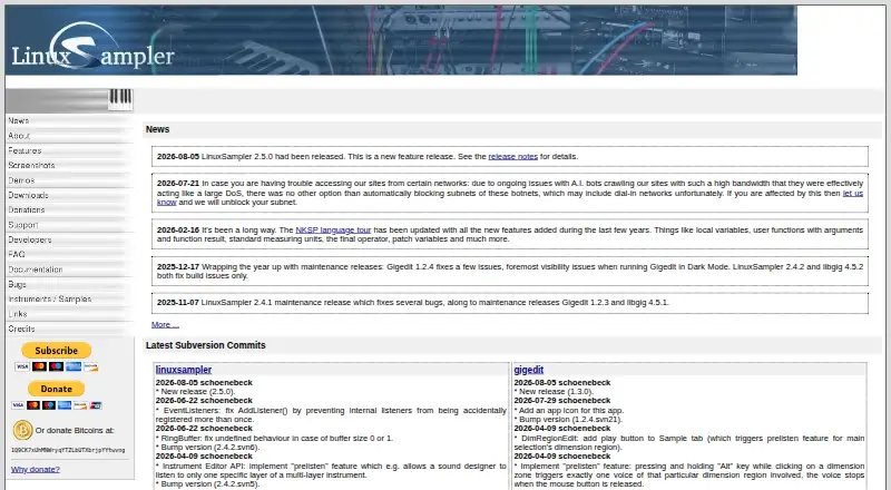 The LinuxSampler homepage