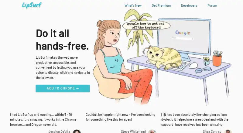 The LipSurf homepage