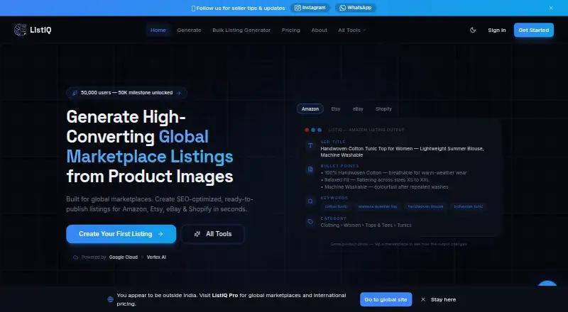 The ListIQ homepage