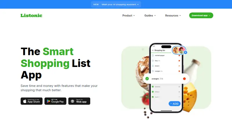 The Listonic homepage