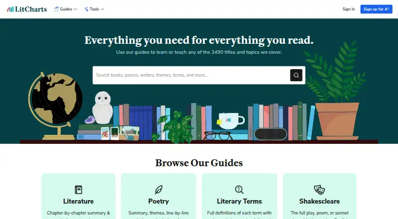 The LitCharts homepage