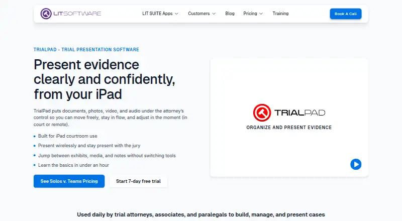 The TrialPad homepage