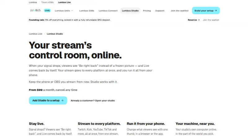 The Lumbus Studio homepage