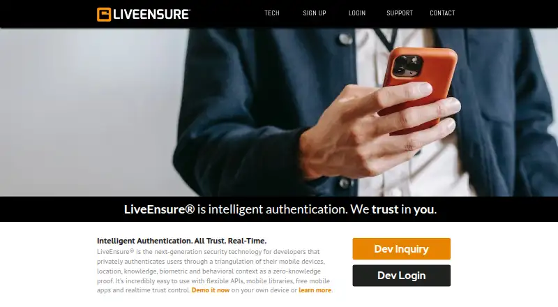 The LiveEnsure homepage