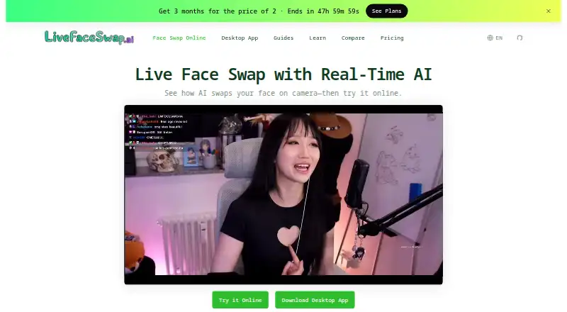 The LiveFaceSwap AI homepage