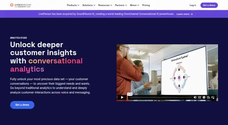 The LivePerson Analytics Studio homepage