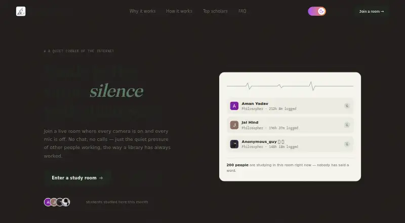 The Live Study Room homepage