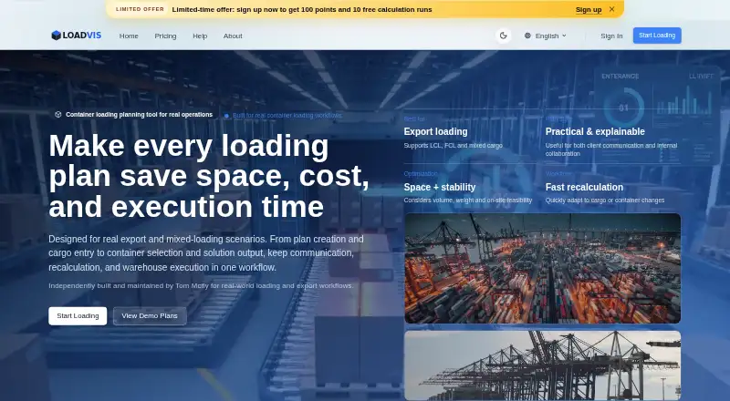 The Loadvis homepage