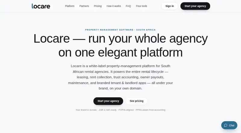 The Locare homepage