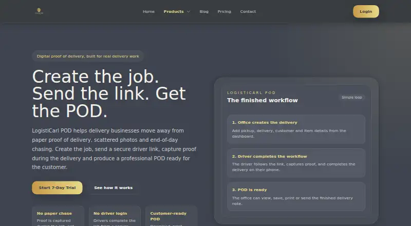 The LogistiCarl POD homepage