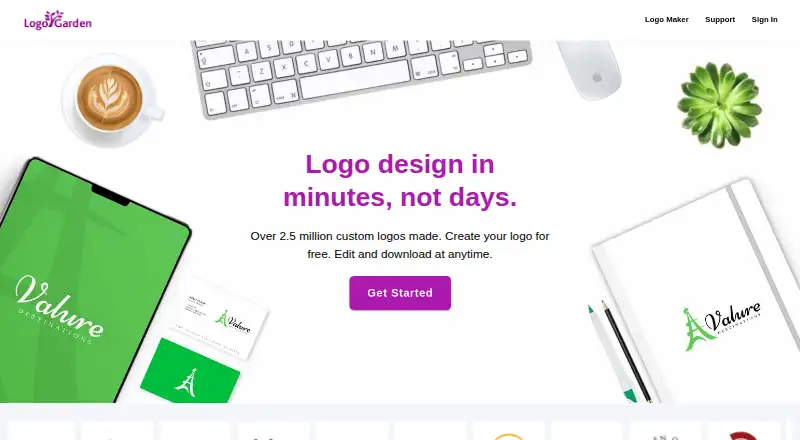 The LogoGarden homepage
