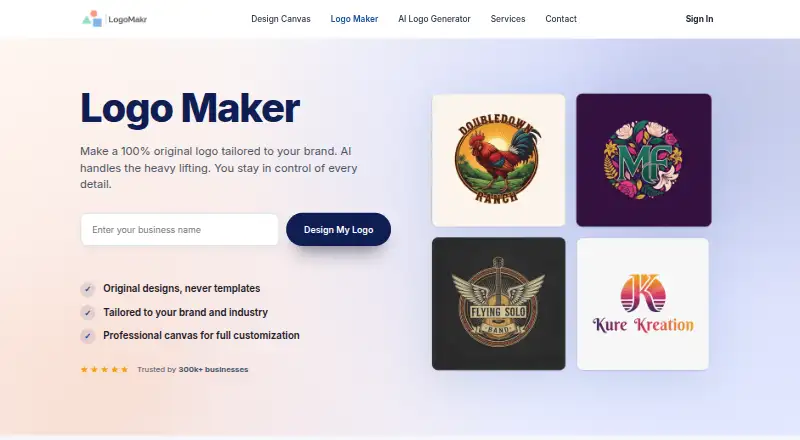 The LogoMakr homepage