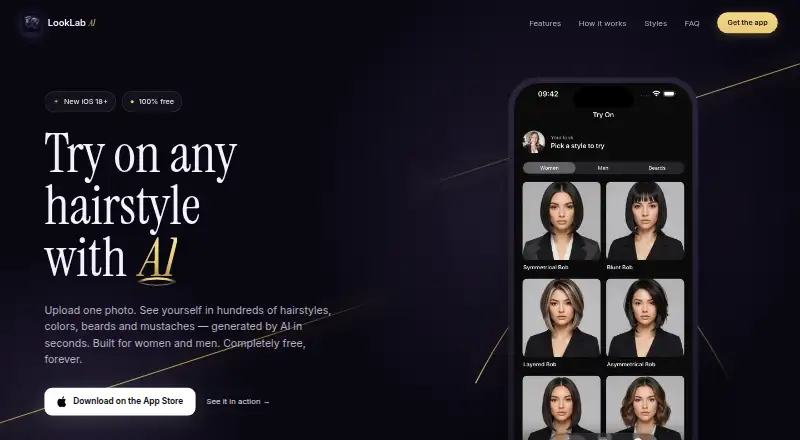 The LookLab AI homepage