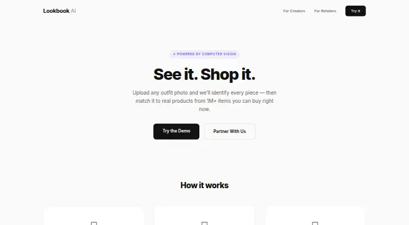 The Lookbook AI homepage