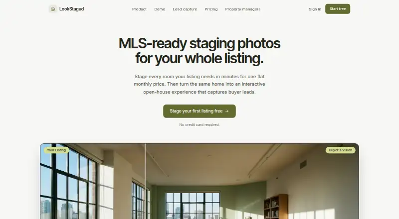 The LookStaged homepage