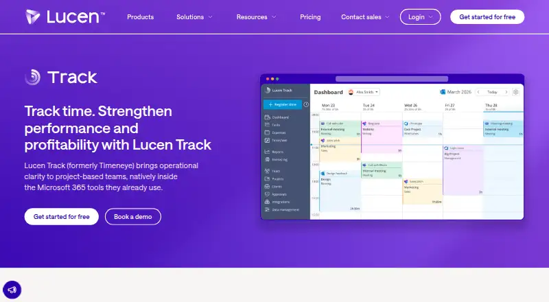 The Timeneye (now Lucen Track) homepage