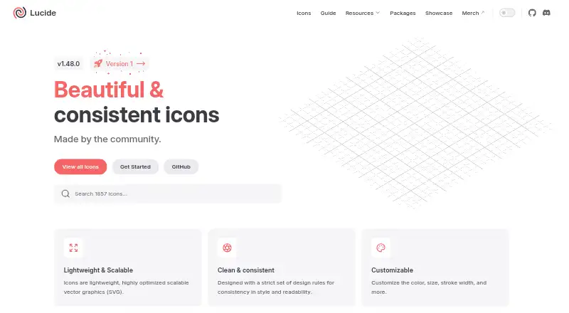 The Lucide homepage