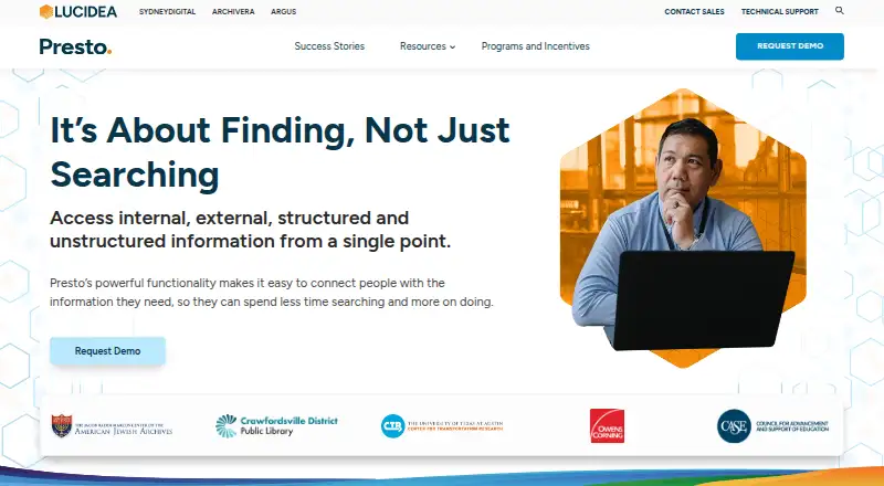 The Inmagic Presto homepage