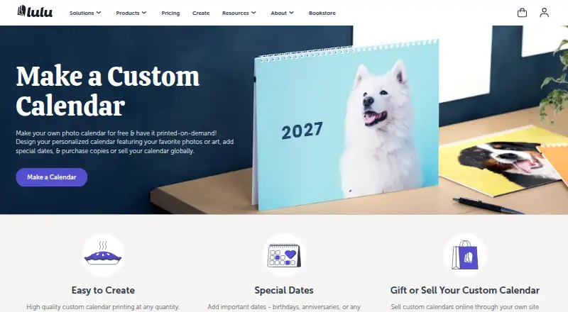 The Lulu Calendar Creator homepage