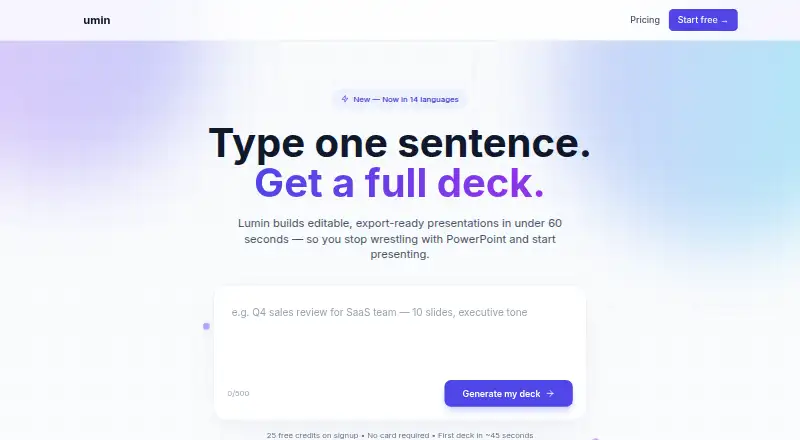 The Lumin homepage