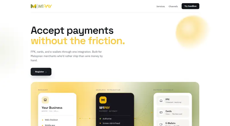 The M1Pay homepage